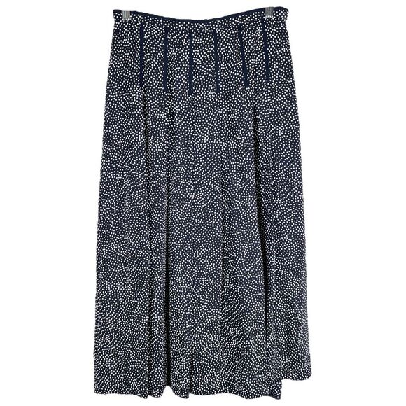 Pendleton Size‎ 8P Skirt Midi Silk Blue White Polka Dot Lined Side Zip 1487 - Picture 1 of 7